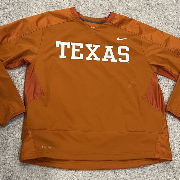 Nike Dri Fit XL Mens TEXAS Jacket Windbreaker Polyester V-Neck Longhorn READ - Picture 2 of 10